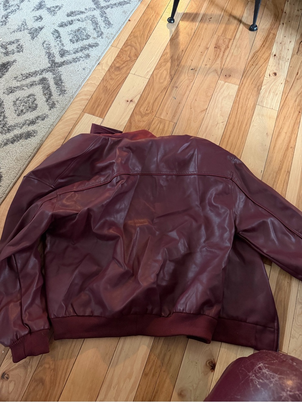 Princess Polly Burgundy Leather-Effect Bomber Jacket - Picture 6 of 6